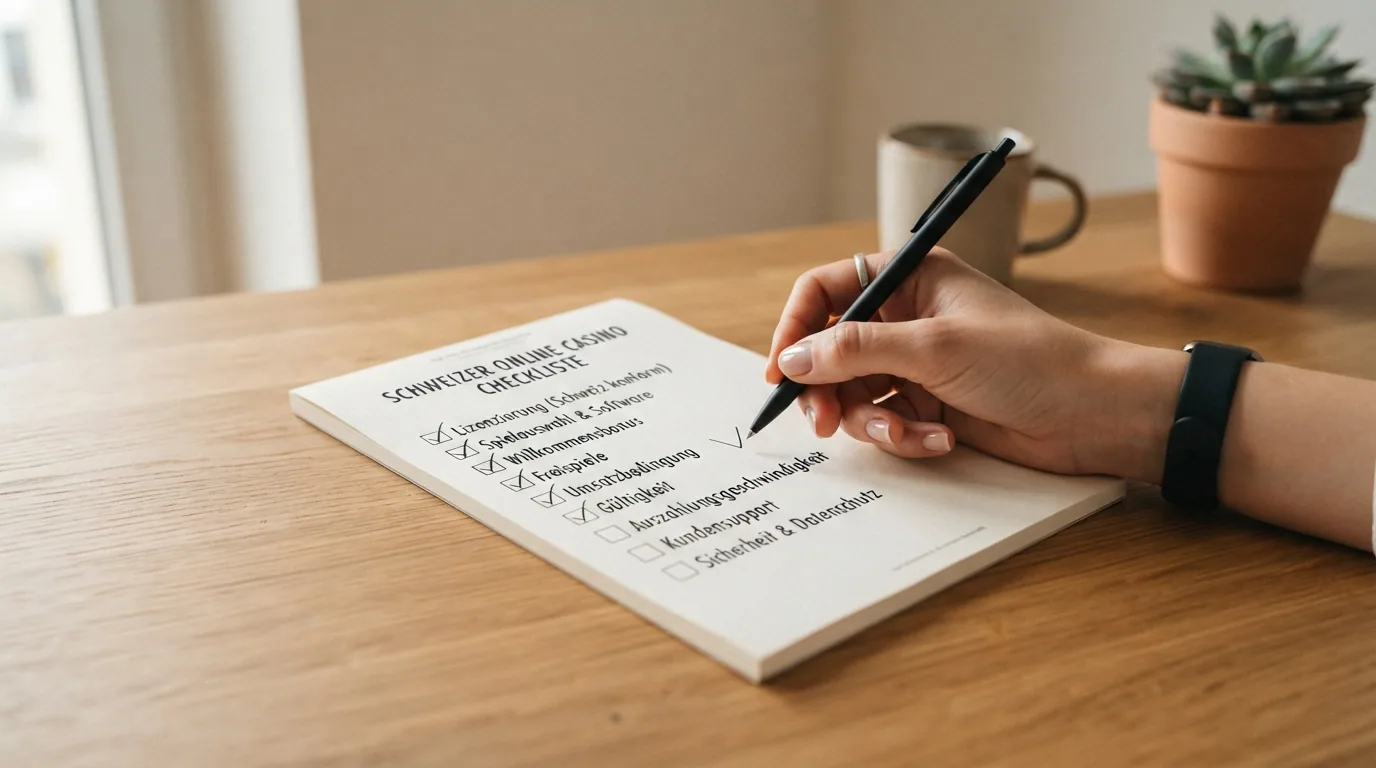 Eine Checkliste oder ein Kriterienraster mit den Bewertungsdimensionen wie «FS-Anzahl», «Umsatzbedingung», «Gültigkeit»