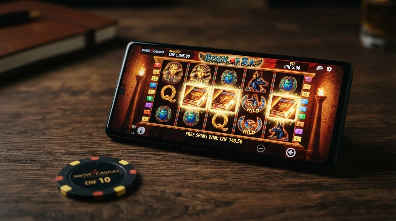 Screenshot des Spielautomaten Book of Dead von Play'n GO mit sichtbaren Walzen und Freispiel-Symbol