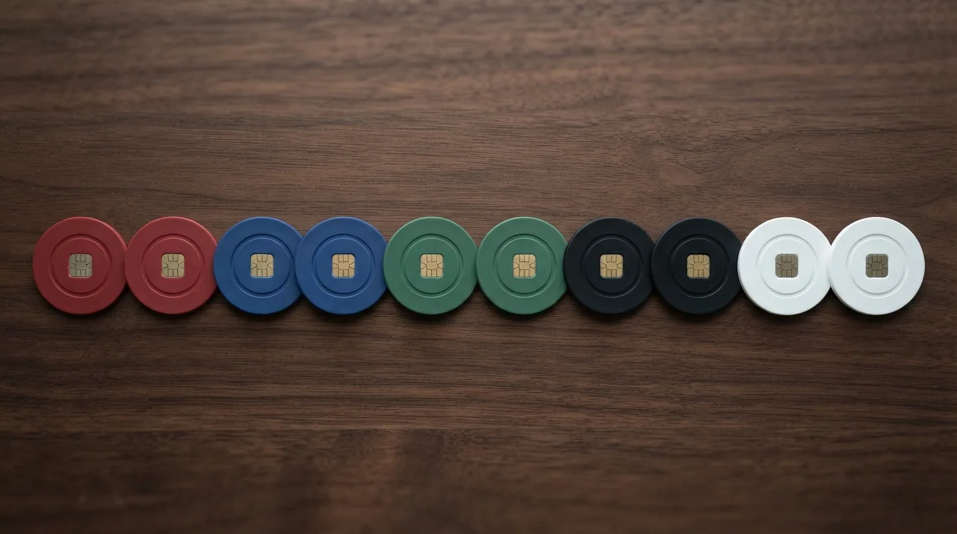 Zehn Spielkarten in einer Reihe jede mit einem Casino-Namen und unterschiedlich vielen sichtbaren Symbolen für Lizenz, Bonus, Umsatz und Freespins