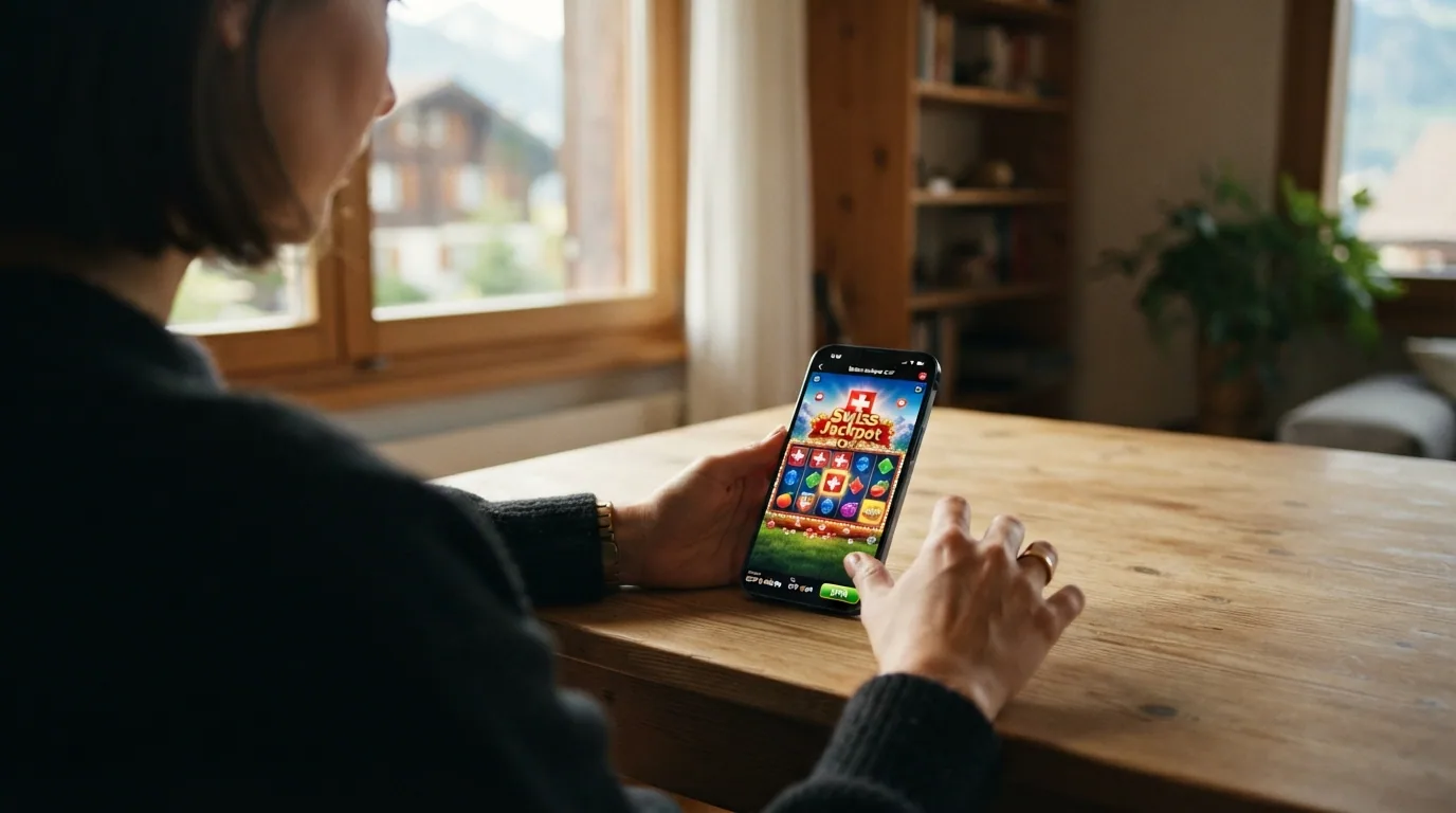 Smartphone mit geöffnetem mobilem Online-Casino und Bonus-Anzeige