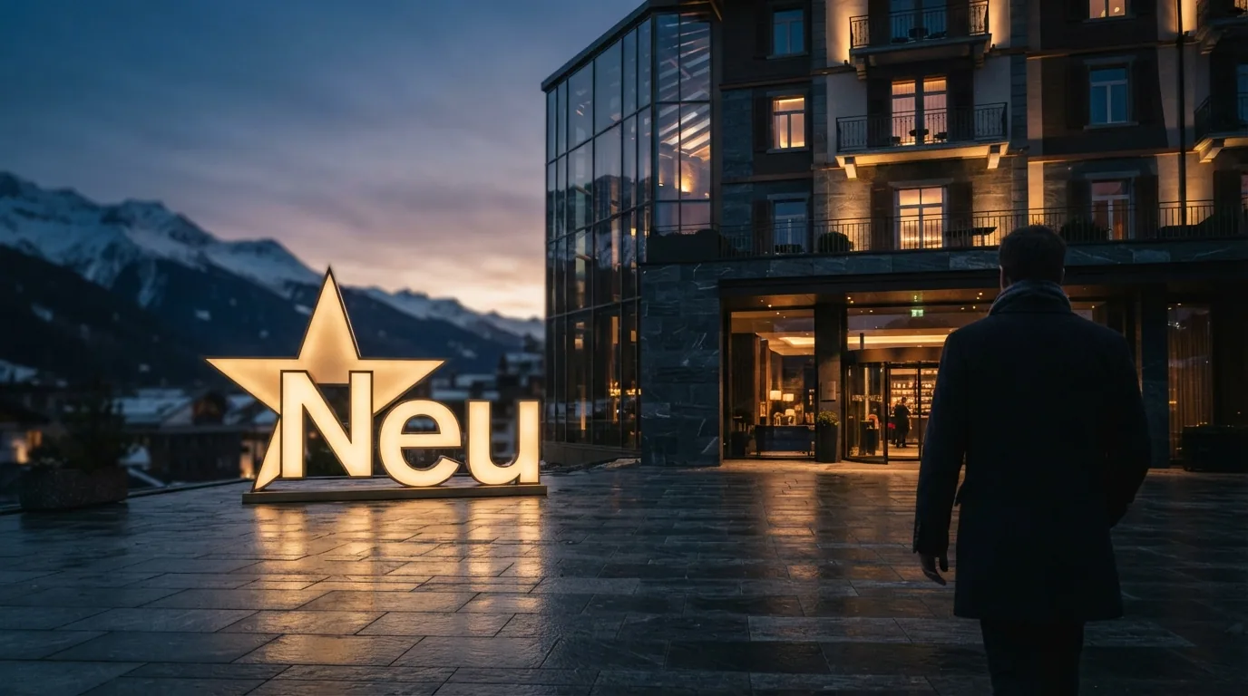 Illustration mit leuchtendem «Neu»-Stern neben etabliertem Casino-Gebäude