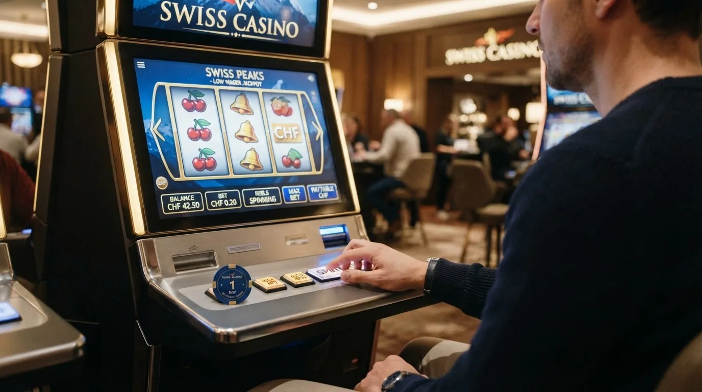 Eine Auswahl von Spielautomaten-Bildschirmen mit eingeblendeten Hinweisen zur Spielgewichtung und zum maximalen Bonuseinsatz