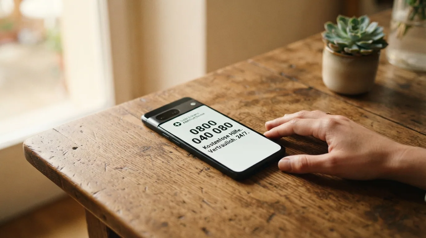 Ein Smartphone mit sichtbarer Notrufnummer und dem Schriftzug «0800 040 080»