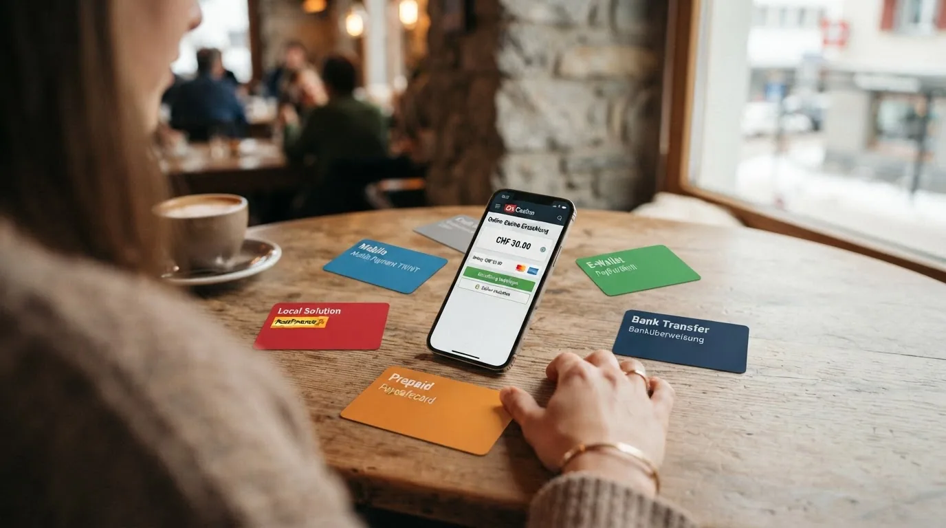 TWINT-Logo, Paysafecard, Kreditkarten und Apple Pay als Einzahlungsoptionen